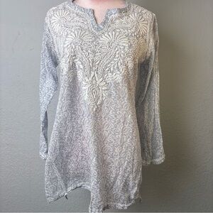 Elegant‎ Gray Embroidered Blouse